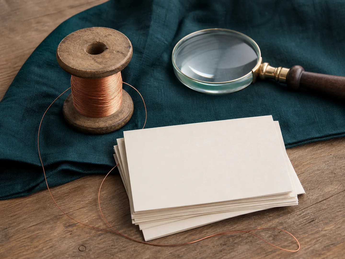 A spool, lens, and blank cards connect accumulated experience with new exploration