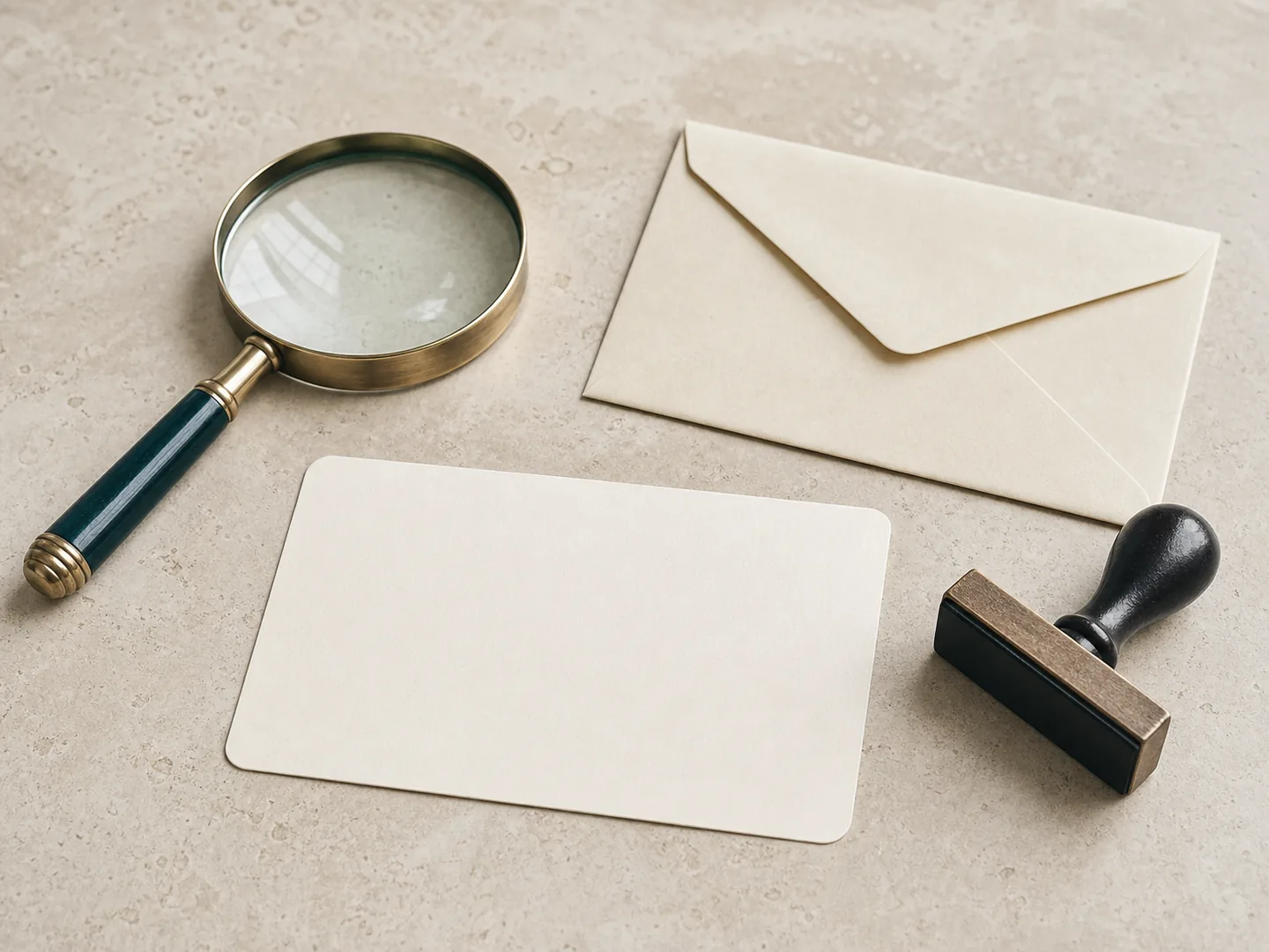 Magnifier, replacement card, and envelope symbolize a verified documented correction