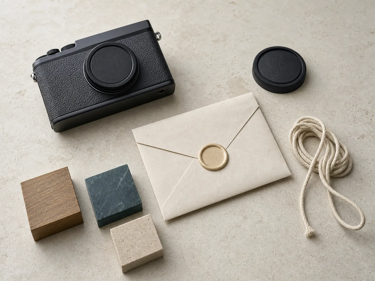 Closed camera, envelope, and samples remind visitors about permission and careful presence